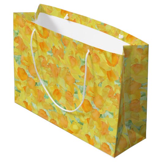  Golden Yellow Daffodils Large Gift Bag Groot Cadeauzakje (Achterkant Gekanteld)