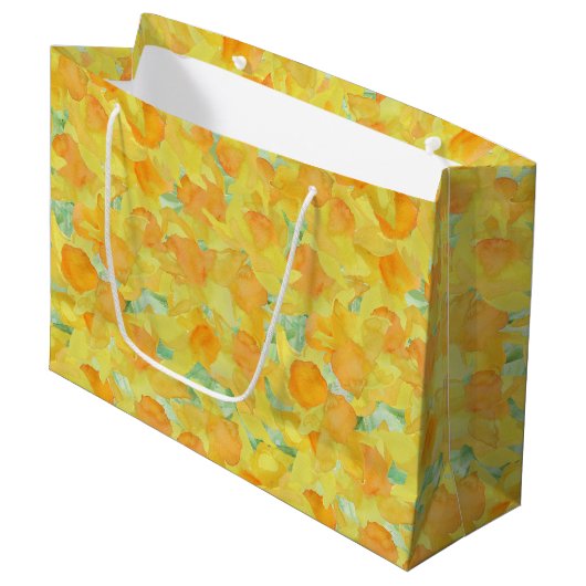 Golden Yellow Daffodils Large Gift Bag Groot Cadeauzakje (Voorkant Gekanteld)