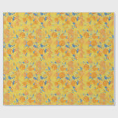 Golden Yellow Daffodils op blauwe achtergrond Cadeaupapier (Vlak)