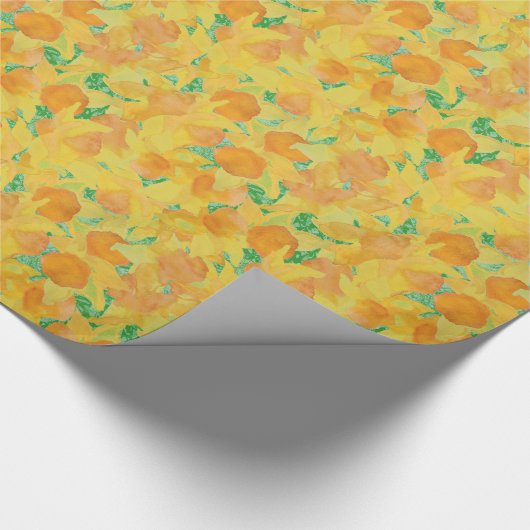 Golden Yellow Daffodils op groene achtergrond Cadeaupapier (Hoek)
