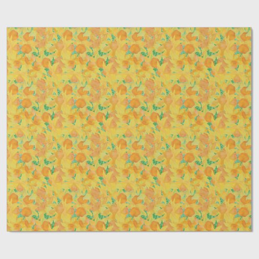 Golden Yellow Daffodils op groene achtergrond Cadeaupapier (Vlak)