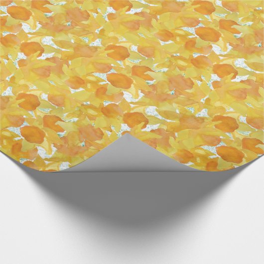 Golden Yellow Daffodils op witte achtergrond Cadeaupapier (Hoek)