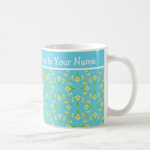 Golden Yellow Daffodils Pattern op Sky Blue Koffiemok