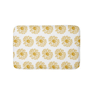 Golden Yellow Daisies Print, Daisy Floral Pattern Badmat