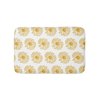 Golden Yellow Daisies Print, Daisy Floral Pattern Badmat