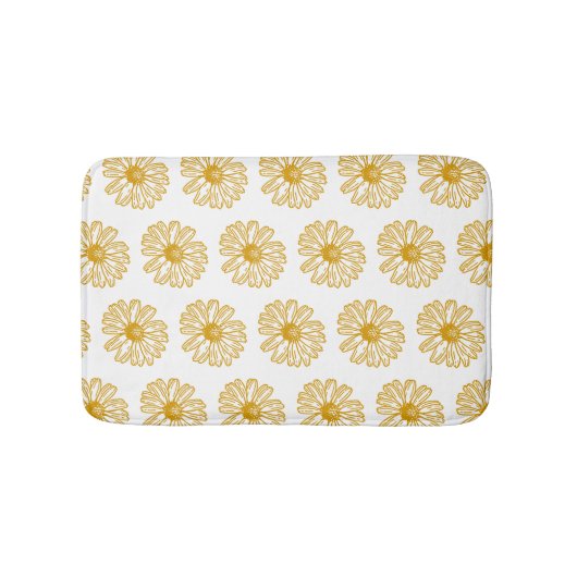 Golden Yellow Daisies Print, Daisy Floral Pattern Badmat (Voorkant)