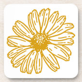 Golden Yellow Daisies Print, Daisy Floral Pattern Bier Onderzetter (Voorkant)