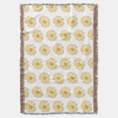 Golden Yellow Daisies Print, Daisy Floral Pattern Deken (Voorkant Verticaal)
