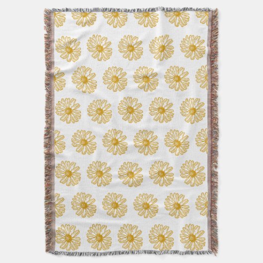 Golden Yellow Daisies Print, Daisy Floral Pattern Deken (Voorkant Verticaal)