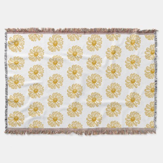 Golden Yellow Daisies Print, Daisy Floral Pattern Deken (Voorkant)