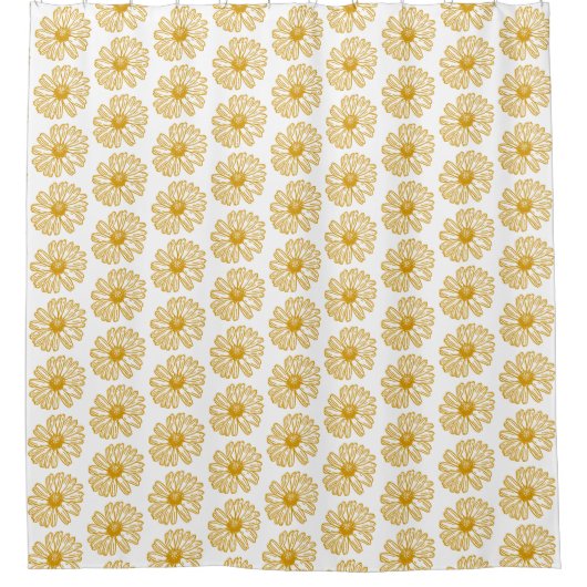 Golden Yellow Daisies Print, Daisy Floral Pattern Douchegordijn (Voorkant)