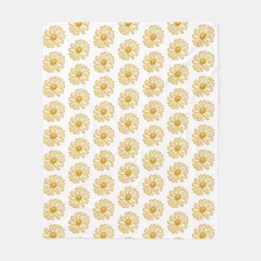 Golden Yellow Daisies Print, Daisy Floral Pattern Fleece Deken (Voorkant)