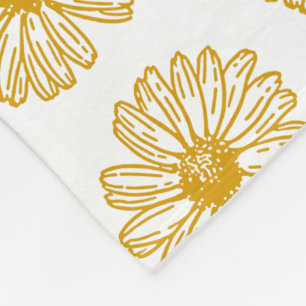 Golden Yellow Daisies Print, Daisy Floral Pattern Fleece Deken