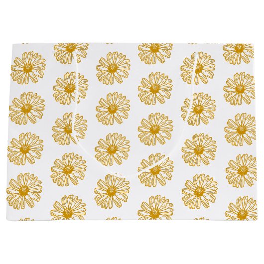 Golden Yellow Daisies Print, Daisy Floral Pattern Groot Cadeauzakje (Voorkant)
