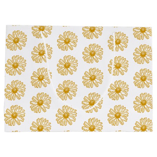 Golden Yellow Daisies Print, Daisy Floral Pattern Groot Cadeauzakje (Achterkant)