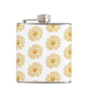 Golden Yellow Daisies Print, Daisy Floral Pattern Heupfles