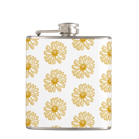 Golden Yellow Daisies Print, Daisy Floral Pattern Heupfles (Voorkant)