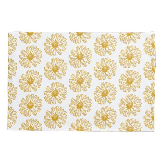 Golden Yellow Daisies Print, Daisy Floral Pattern Kussensloop (Achterkant)