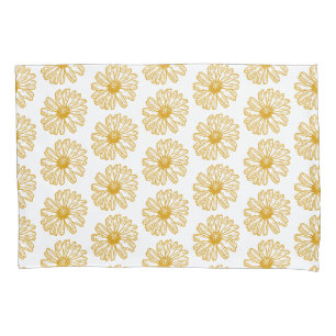 Golden Yellow Daisies Print, Daisy Floral Pattern Kussensloop