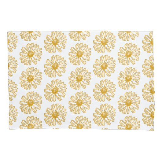 Golden Yellow Daisies Print, Daisy Floral Pattern Kussensloop (Voorkant)