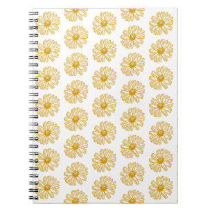 Golden Yellow Daisies Print, Daisy Floral Pattern Notitieboek