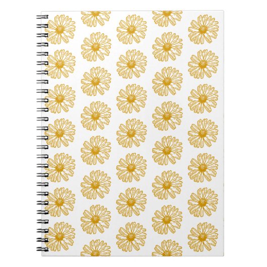 Golden Yellow Daisies Print, Daisy Floral Pattern Notitieboek (Voorkant)