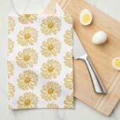 Golden Yellow Daisies Print, Daisy Floral Pattern Theedoek (Quarter Fold)