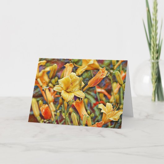 Golden Yellow Day Lily Garden Art Note Kaart (Voorkant)