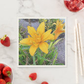 Golden Yellow Daylily Flowers en Bud Close Servetten (Insitu)