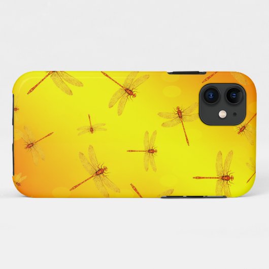 Golden Yellow Dragonfly Pattern; Case-Mate iPhone Case (Achterkant (horizontaal))