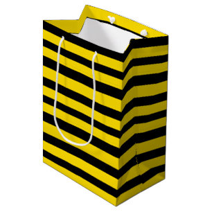 Golden Yellow en Black Stripes Medium Cadeauzakje