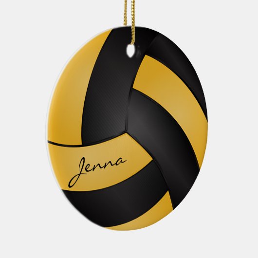 Golden Yellow en Black Volleyball | DIY-naam Keramisch Ornament (Rechts)
