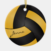 Golden Yellow en Black Volleyball | DIY-naam Keramisch Ornament (Voorkant)