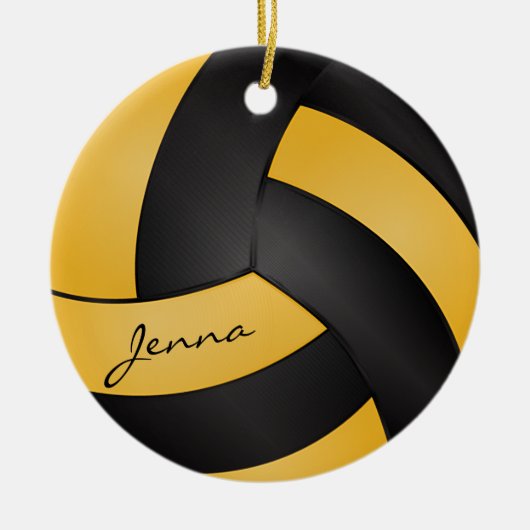 Golden Yellow en Black Volleyball | DIY-naam Keramisch Ornament (Voorkant)