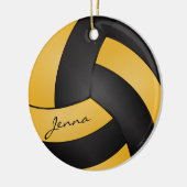 Golden Yellow en Black Volleyball | DIY-naam Keramisch Ornament (Links)