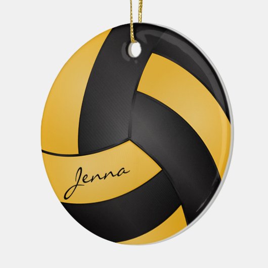 Golden Yellow en Black Volleyball | DIY-naam Keramisch Ornament (Links)