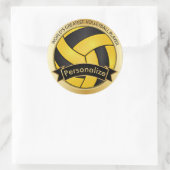 Golden Yellow en Black Volleyball | DIY-naam Ronde Sticker (Tas)