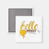 Golden Yellow en bruine Hallo Honey Magneet (Voorkant / Achterkant)