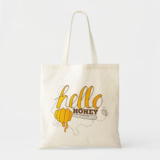 Golden Yellow en bruine Hallo Honey Tote Bag (Voorkant)