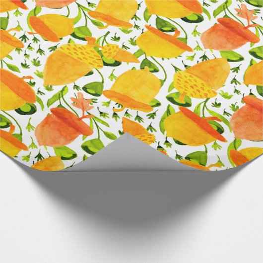 Golden Yellow en Oranje Acorn Pattern Cadeaupapier (Hoek)