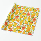 Golden Yellow en Oranje Acorn Pattern Cadeaupapier (Uitgerold)