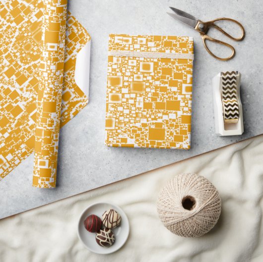 Golden Yellow en White Geometric Abstract Cadeaupapier (Crafts)