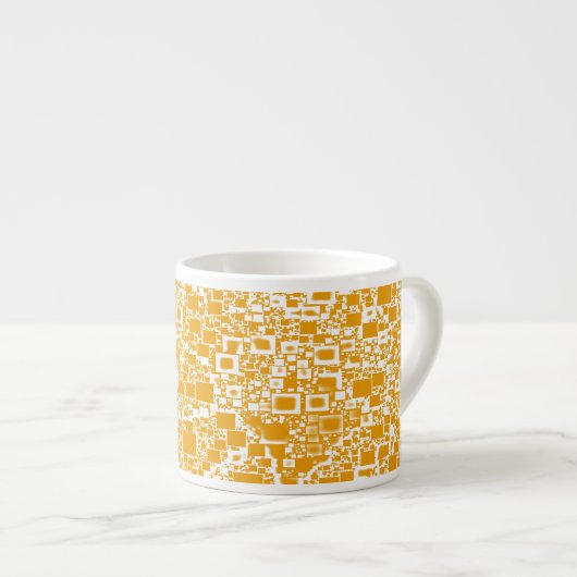 Golden Yellow en White Mini Tegel Design Espresso Kop (Voorkant rechts)
