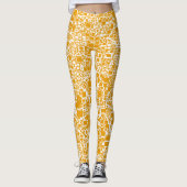 Golden Yellow en White Mini Tegel Design Leggings (Voorkant)