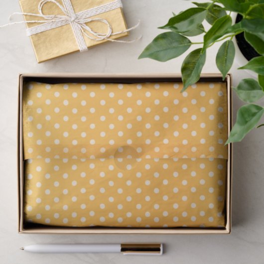 Golden Yellow en White Polka Dots Tissuepapier (Geschenk)