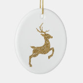 Golden Yellow Faux Glitter look Jumping Deer Shape Keramisch Ornament (Rechts)