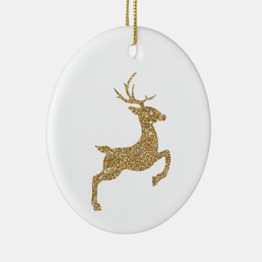 Golden Yellow Faux Glitter look Jumping Deer Shape Keramisch Ornament (Rechts)