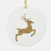 Golden Yellow Faux Glitter look Jumping Deer Shape Keramisch Ornament (Voorkant)