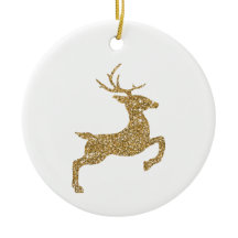 Golden Yellow Faux Glitter look Jumping Deer Shape