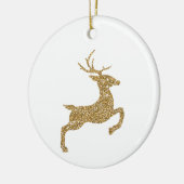 Golden Yellow Faux Glitter look Jumping Deer Shape Keramisch Ornament (Links)